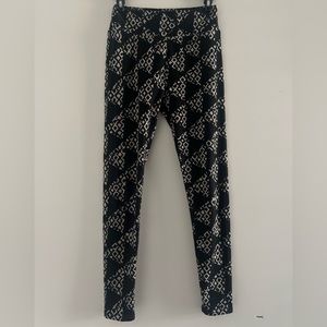 Lula Roe Black & Tan Print Legging Sz XS/S? No Sz Tag